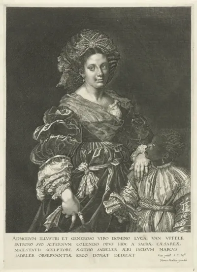 Portret van Laura de' Dianti en een tot slaaf gemaakte bediende
