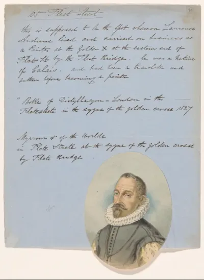 Portret van Laurence Andrewe, drukker en boekverkoper te Londen