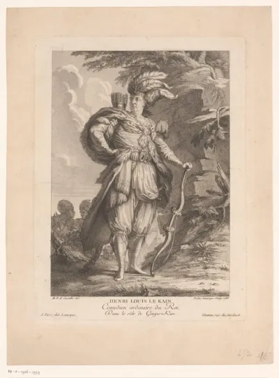Portret van Lekain in de rol van Dzjengis Khan
