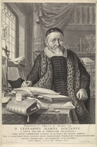 Portret van Leonard Marius van der Goes in een studeervertrek