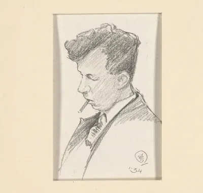 Portret van Leonard Pieter Versteeg met sigaret