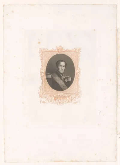 Portret van Leopold I van België met ornamenteel kader