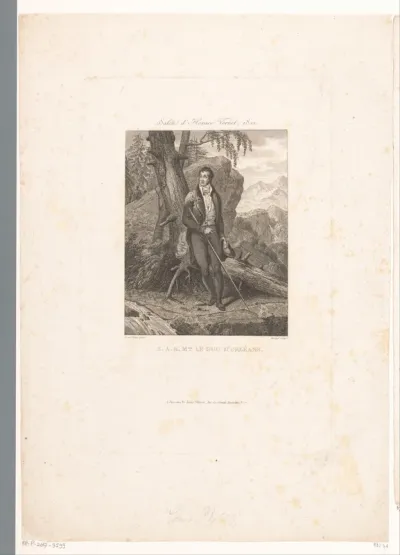 Portret van Lodewijk Filips I, koning van Frankrijk, in een landschap
