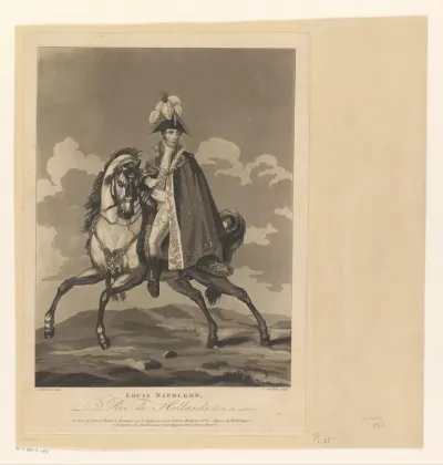 Portret van Lodewijk Napoleon Bonaparte te paard