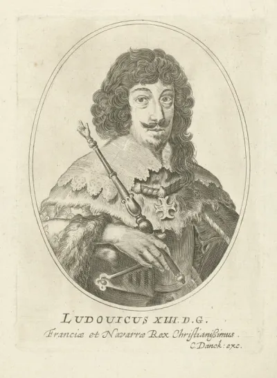 Portret van Lodewijk XIII, koning van Frankrijk in ovaal