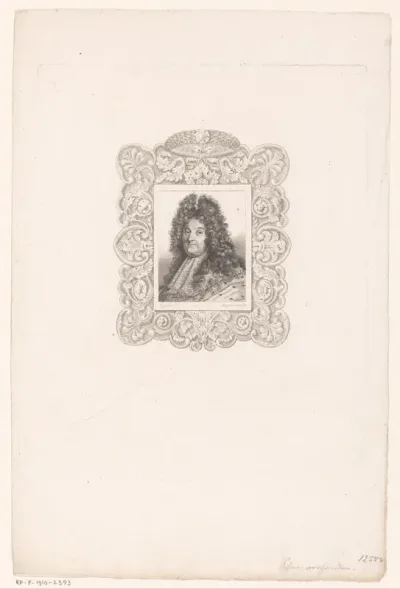 Portret van Lodewijk XIV in een lijst