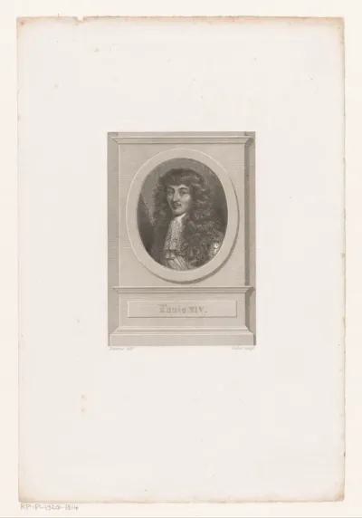 Portret van Lodewijk XIV in ovale lijst