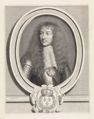 Portret van Lodewijk XIV, koning van Frankrijk, met kanten kraag