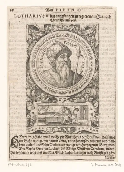 Portret van Lotharius, koning van Frankrijk