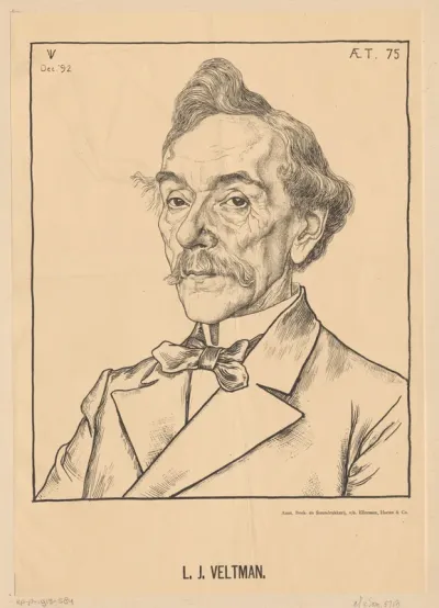 Portret van Louis Jacques Veltman op 75-jarige leeftijd