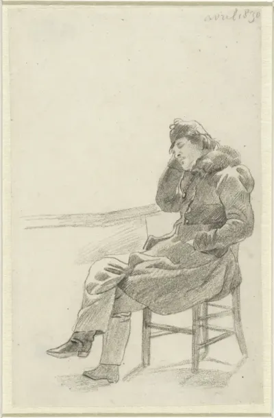 Portret van Louis Royer, slapend op een stoel