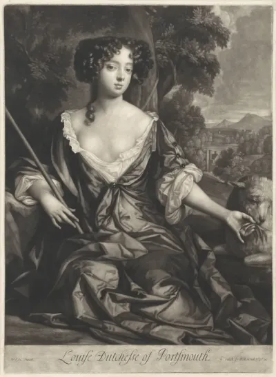 Portret van Louise de Kéroualle hertogin van Portsmouth in een landschap
