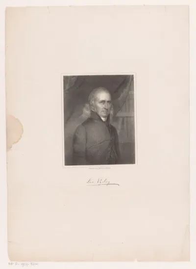 Portret van Lucas Egeling voor een boekenkast
