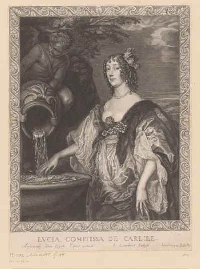 Portret van Lucy, gravin van Carlyle in een ornamentele lijst
