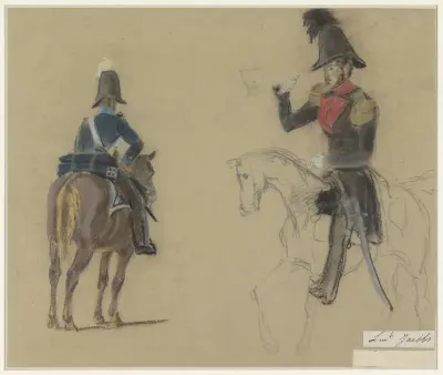 Portret van Luitenant Jacobs, te paard