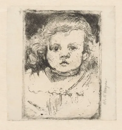 Portret van M.A. van Houten als kind met krullend haar