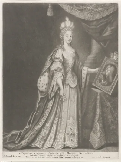 Portret van Magdalena Augusta van Anhalt-Zerbst, hertogin van Saksen-Gotha