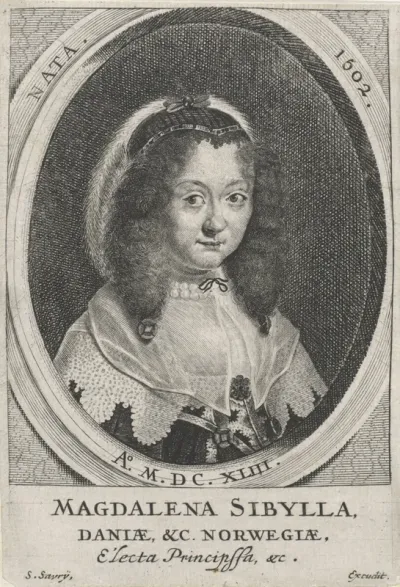 Portret van Magdalena Sibylla van Saksen, kroonprinses van Denemarken