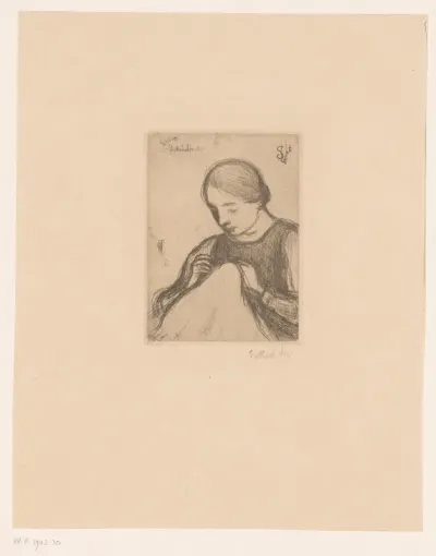 Portret van Malvina Dedeyn met handwerk