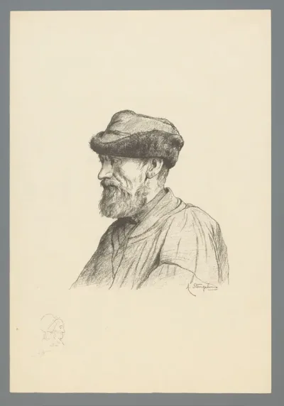 Portret van man met korte baard en muts