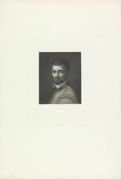 Portret van man met penseel achter oor