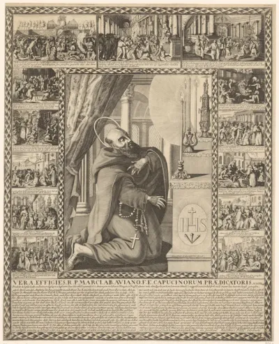 Portret van Marcus van Aviano en dertien voorstellingen van zijn wonderbaarlijke daden