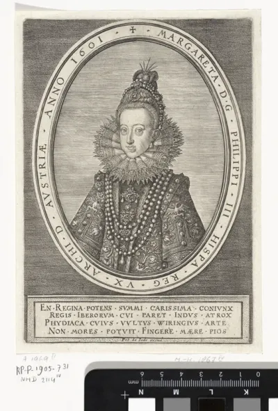 Portret van Margaretha van Oostenrijk, koningin van Spanje