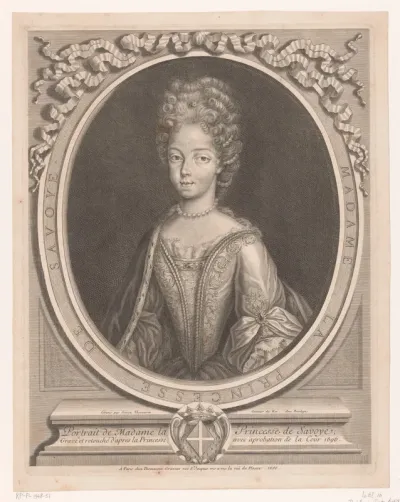 Portret van Maria Adelheid van Savoye in een ovale lijst