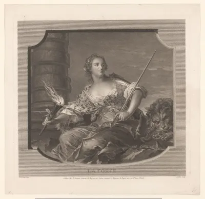 Portret van Maria-Anne de Mailly als de kardinale deugd 'Kracht'