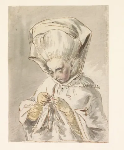 Portret van Maria Goll van Franckenstein, met breiwerk