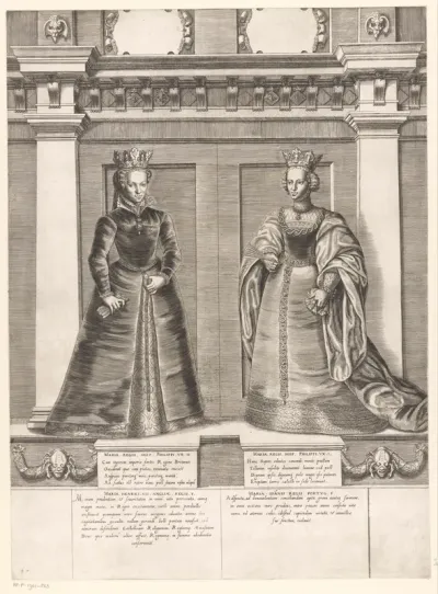 Portret van Maria I van Engeland en Maria Emanuela van Portugal
