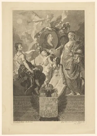 Portret van Maria Theresia met allegorieën
