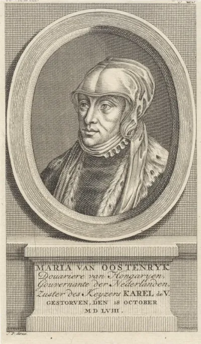 Portret van Maria van Hongarije, landvoogdes der Nederlanden