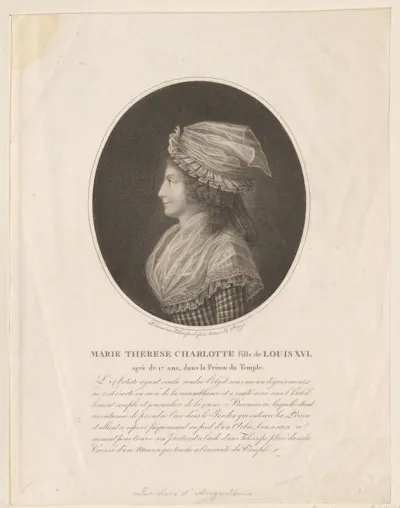 Portret van Marie Thérèse Charlotte van Frankrijk, hertogin van Angoulême, op 17-jarige leeftijd