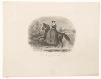 Portret van Marie von Sachsen-Altenburg te paard