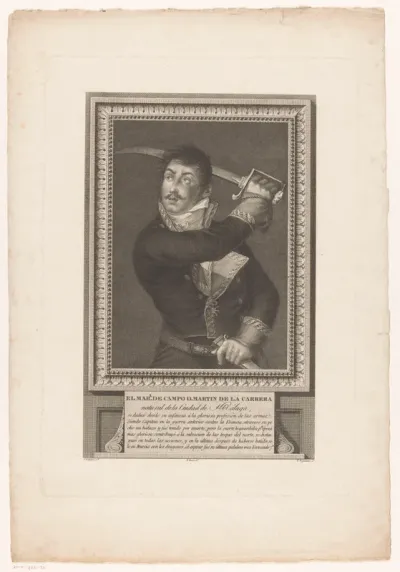 Portret van Martín de la Carrera met zwaard