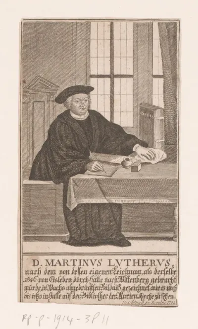 Portret van Martin Luther in zijn studeervertrek