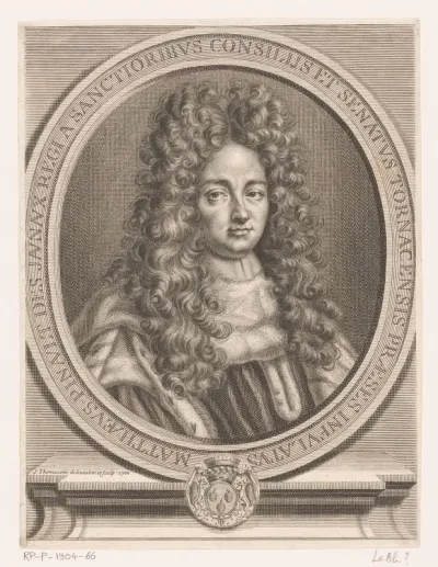 Portret van Mathieu Pinault in ovale lijst