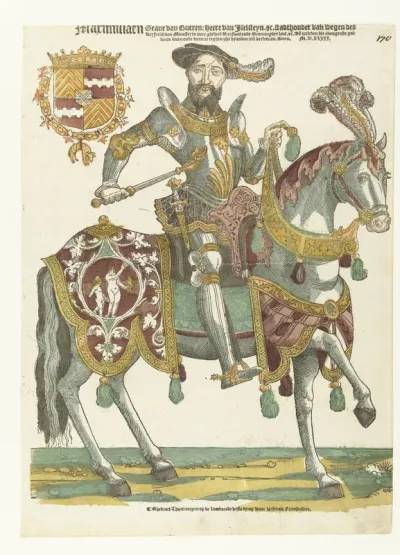 Portret van Maximiliaan van Buren te paard