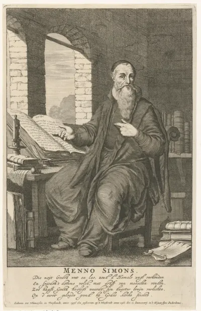 Portret van Menno Simons, leider van de Mennonieten