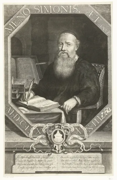 Portret van Menno Simons op 66-jarige leeftijd