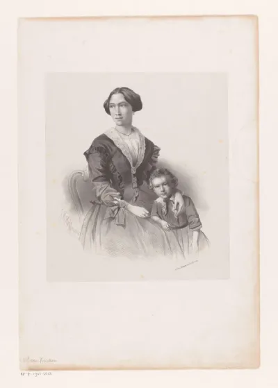 Portret van mevrouw Van Krieken met haar zoon