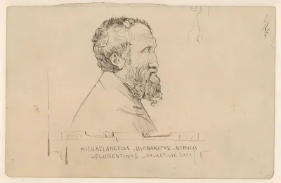 Portret van Michelangelo op 71-jarige leeftijd