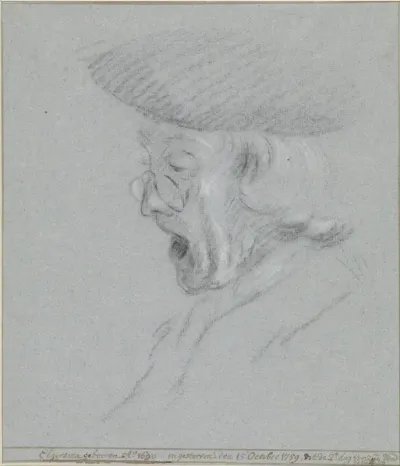 Portret van Michiel Elgersma, met bril en mond wijd open.