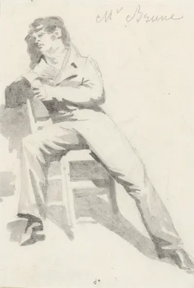 Portret van Mr. Brune, gezeten op een stoeltje