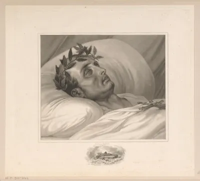 Portret van Napoleon I Bonaparte op zijn doodsbed