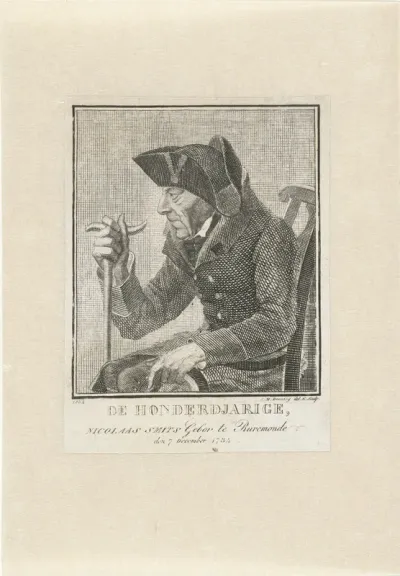 Portret van Nicolaas Smits op honderdjarige leeftijd