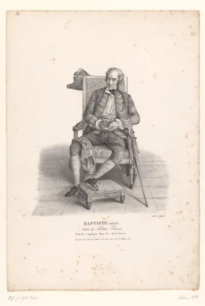 Portret van Nicolas Baptiste aîné als Capitaine in de komedie Les Deux Frères