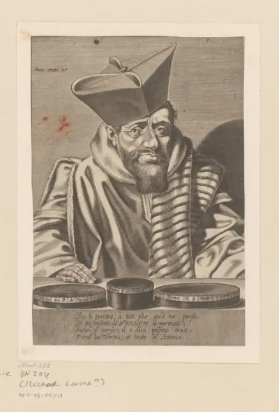Portret van Nicolas de Verdun op 57-jarige leeftijd