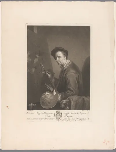 Portret van Nicolas Vleughels aan zijn schildersezel